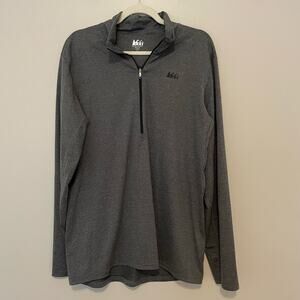 REI Men's Size L Gray Stripe Pullover Jacket Shirt Long Sleeves 1/4 Zip Stretch
